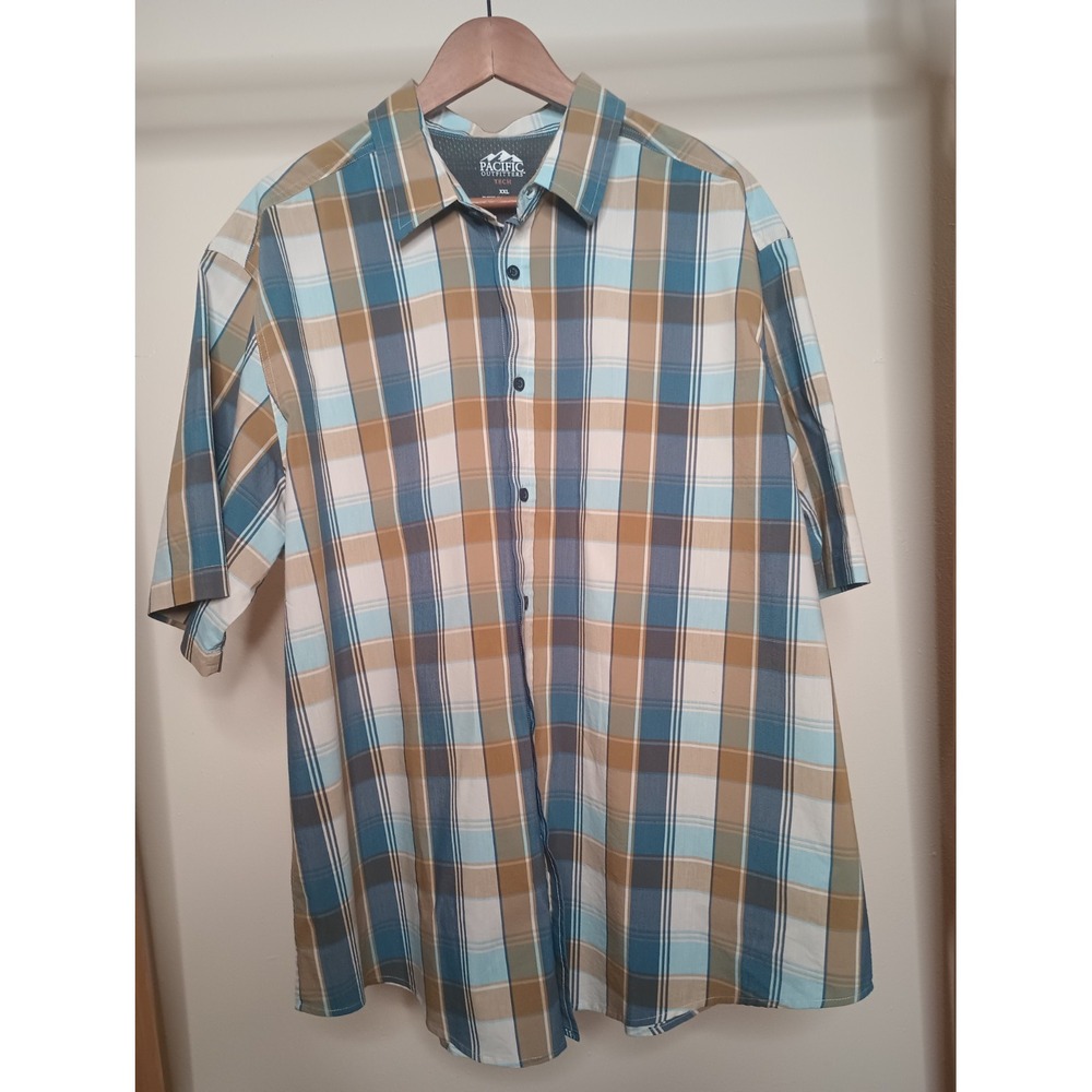 Pacific Outfitters Tech Stretch Mens 2XL Plaid Short Sleeve Button Down Gorpcore
